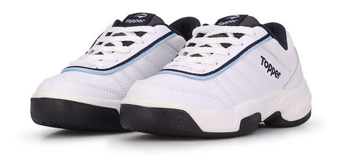 Topper Tie Break II Kids Sneakers in White and Blue | Dexter 5