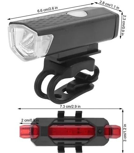 Raypal Luz Led Delantera 300 Lumens + Luz Tracera 120 Lumens USB Kit 2