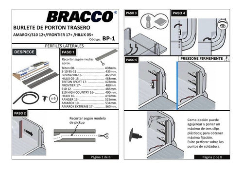 Bracco Rear Gate Seal for VW Amarok S10 12+, Hilux 05/15 3