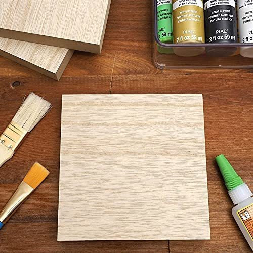 Unfinished Wood Squares for Carving and Crafts 15x15x2.5cm (x4) 2