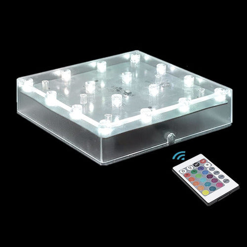 Base Pedestal De Luz Led Cuadrada Con Control Remoto, Deco. 1