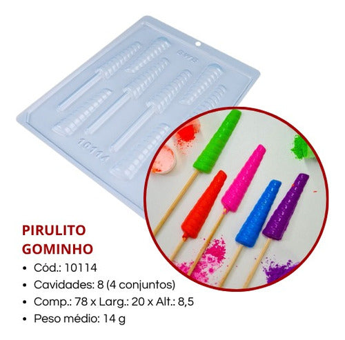 Kit 3 Forma Pirulito Gominho Simples S/ Silicone C.10114 Bwb 1