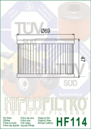 Filtro Aceite Hf114 Honda Trx 420 500 520 Atv 1