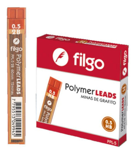 Filgo Graphite Leads for Mechanical Pencils 0.5mm x 12 Tubes 1