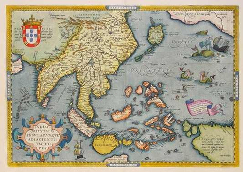 Lámina 45x30 Cm. Mapa Sudeste Asia - Indias Orientales 1570 0