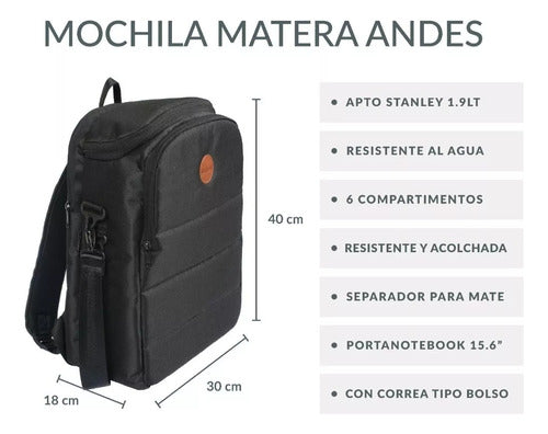 Andes Backpack Matero Porta Bag Notebook - Mochila Andes Bolso Matero Porta Mate Notebook