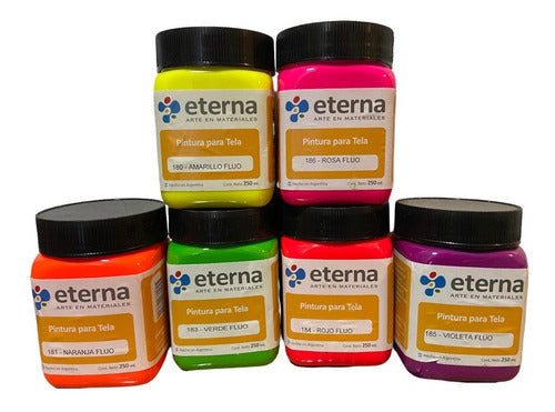 Eterna Fluorescent Fabric Paint 250ml x 6 Colors 0