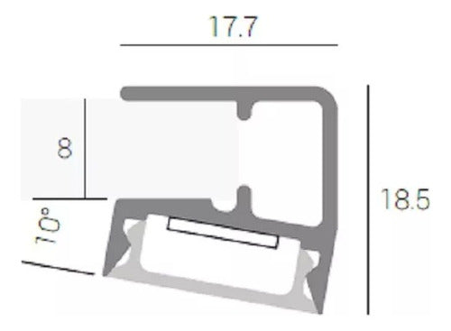 Aluminum Profile PV8 for Glass Shelf and LED Strips x 1m 4