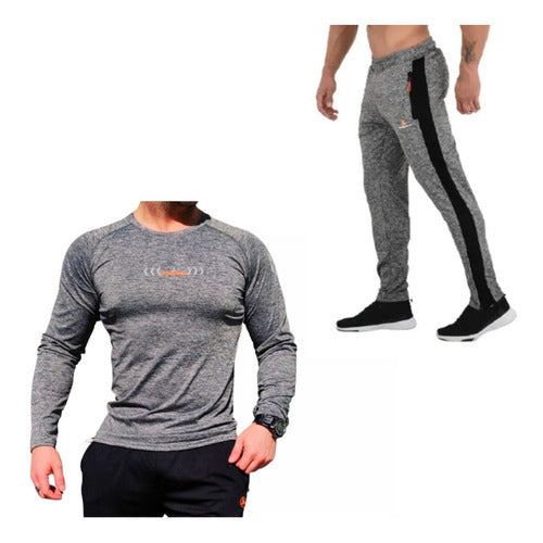 Gray Combo: Reflective Thermal T-Shirt + Slim Fit Pants 0