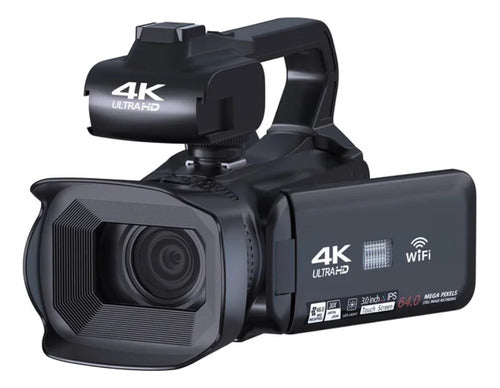 4K Videocámara 64MP 60FPS, HD Auto Focus Vlogging 4.0 Pantalla Táctil 18X Zoom Cámara Digital con Micrófono, Estabilizador de Mano, Tarjeta SD 64G, Control Remoto, Cargador 1