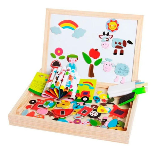 Wooden Toys Magnetic Educational Blackboard with Animals - Vaj 0