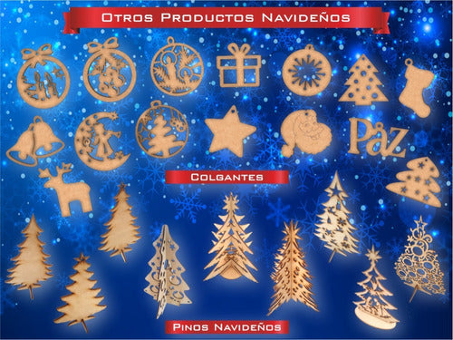 Adorno Navideño Fibrofacil Figura Pack De 10 U. Calado Doble 7