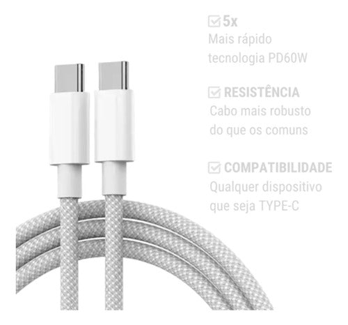 Carregador Cabo Usb C Turbo 60w Samsung iPhone 1.5m Original 1