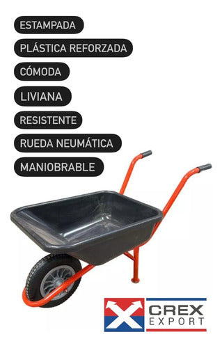 Crex Export Reinforced Plastic Wheelbarrow 90L with Pneumatic Wheel 4