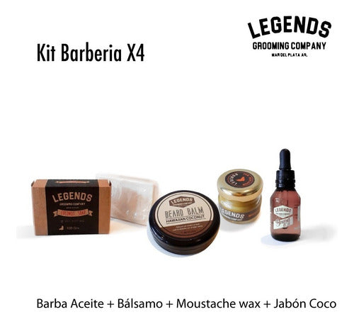 Aceite Balsamo Cera Bigotes Jabon Coco Kit Barberia Legend 1