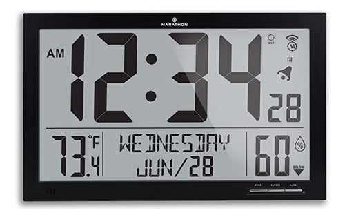 Marathon Jumbo Slim Atomic Wall Clock with Screen 0