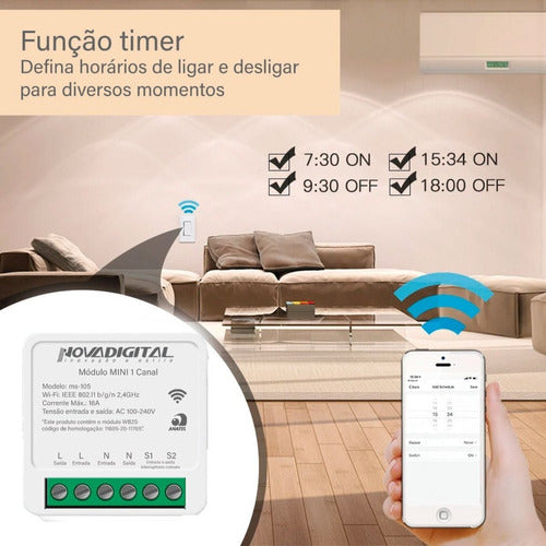 Interruptor Relé Mini Wifi 1 Canal 16a Tuya Smart Life Alexa 5