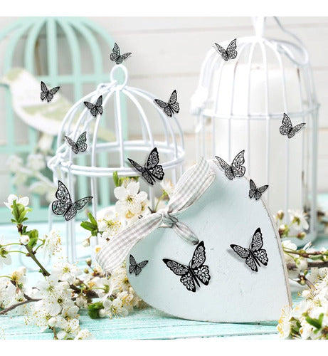 HKFUON 48pcs 3D Black Butterfly Wall Decor 4