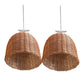 Set of 2 Hand-Woven Wicker Pendant Lamp Shades 30 x 30 Ready to Hang 0