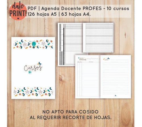 DALE.PRINT Pdf Imprimible Agenda Docente Profesor Secundaria A5 2023 2