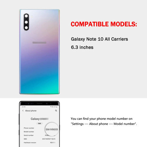 Kit Reemplazo De Tapa Trasera Para Galaxy Note 10 Tornasol 5