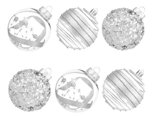 XmasExp 12 Christmas Balls - 3 Designs Diamond Grey 7cm 0