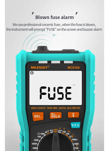 Mileseey Multimetro Tester Smart Capacimetro Temp Ncv Cat 3 Multifunc 3