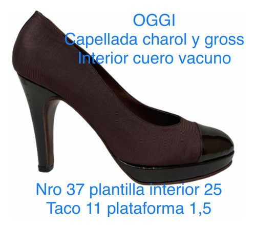 Oggi Stilettos Con Plataforma Charol Y Gross De Seda 37 1