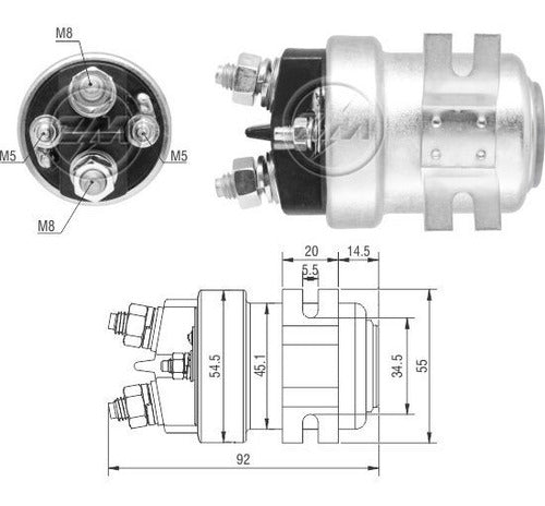 ZM Brasil Rele Solenoide Servicio Contínuo 12 Volts 200 Amp Relay Vcc 1