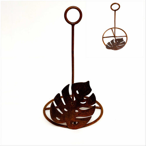 Kitchen Roll Holder with Monstera Leaf Design - Iron Rust Effect 0