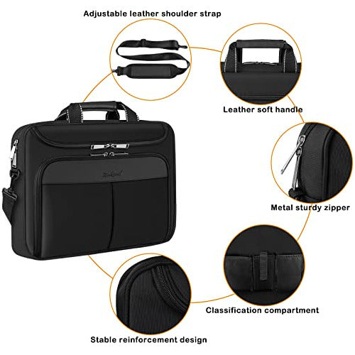 Enkinil Laptop Briefcase, 15.6-16.2 Inches, Waterproof Black 2