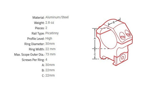 Leapers UTG Pro 30mm High Mount Rings Weaver USA RWU013022 1