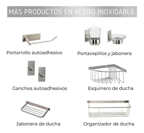 Stovinox Toallero Acero Inoxidable Barral 40 Cm Autoadhesivo Baño 7