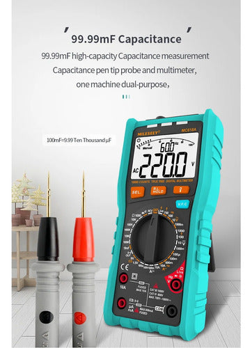 Mileseey Multimetro Tester Smart Capacimetro Temp Ncv Cat 3 Multifunc 6