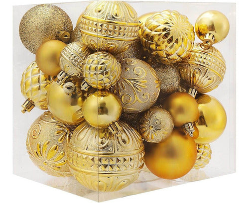 Adornos De Navidad Set De 36 Bolas Para Arbol Dorado 3 Tamañ 0