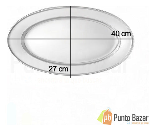 Bandeja Oval Plana Acero Inox 40x27cm 1