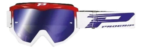 Progrip 3201 Red/White Blue Mirrored Anti-Fog Goggles 0