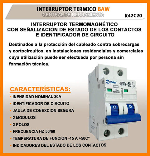 Baw Bipolar Thermal Magnetic Switch 10 16 20 25 32 Amp 5