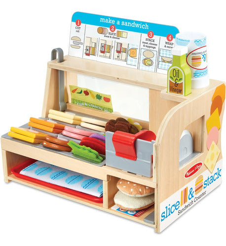 Melissa & Doug Wooden Deli Counter Sandwich Maker Toy Set 0