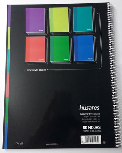 5 Cuaderno Cuadriculado Universitario A4 Husares 80 Hojas 7