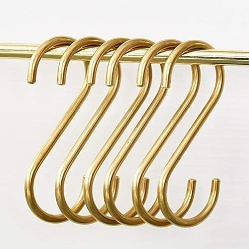 Yangqihome 6 Brass S Shaped Hooks for Hangers 0