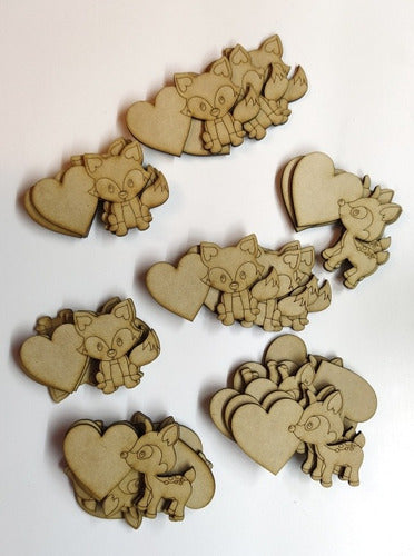 10 Animalitos Nórdicos 9cm Corazón Fibrofacil Mdf Souvenirs 5