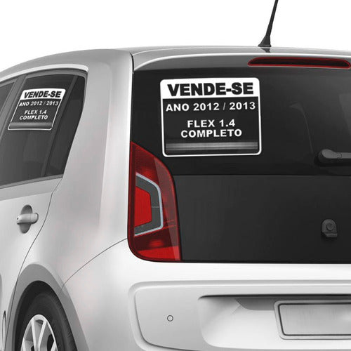 Kit 2 Placas Adesivos Vende-se Vendo Para Carro Vidro 0