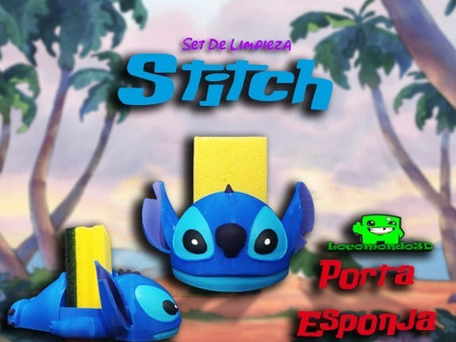 Stitch Porta Esponja,virulana Y Dispenser Detergente 3