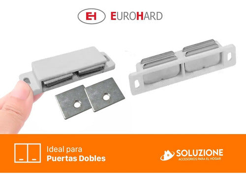 Euro Hard Double White Expulsion Magnet for Double Door Cabinets 3