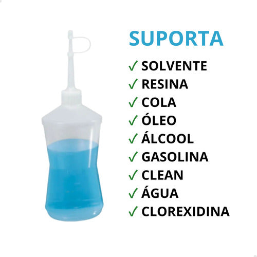 Kit 10 Almotolia 120ml Plástico Translúcida Frasco Bico Reto 1