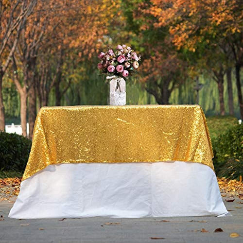 Jyflzq Gold Sequin Tablecloth 50 X 50 Square Sparkly Drape 0