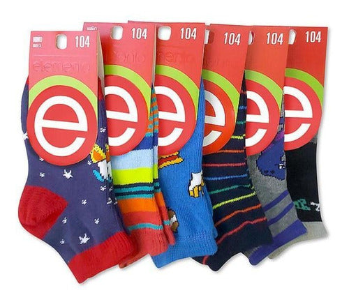 Pack of 6 Kids' Printed/White Ankle Socks by Elemento A. 104 1