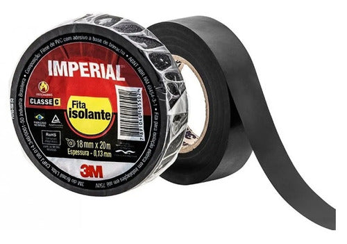 50 Rolos Fita Isolante Imperial 18mm X 5m Preta 3m 0