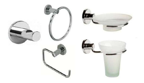 Ottone Set of 5 Chrome Bathroom Accessories 0